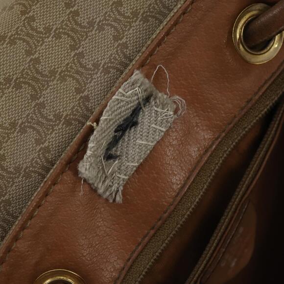 CELINE Macadam Canvas Backpack PVC Leather Beige Gold Auth 144815